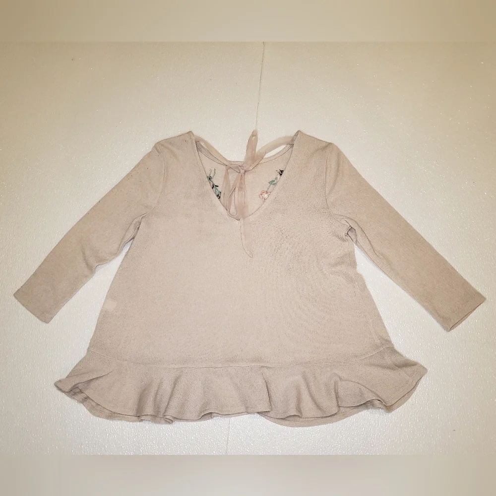 LC Lauren Conrad Cream Sweater with Floral Embroidery - Picture 2 of 5